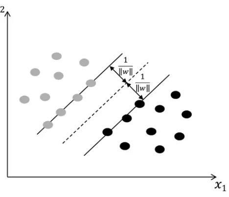 Figure 3-3. Hard-maximum-margin separating hyperplane