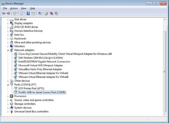 Figure 1-20. Intel Galileo COM port on Windows