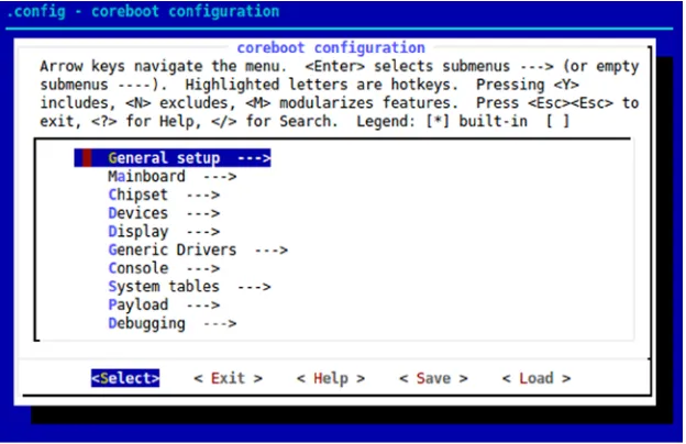 Figure 4-2. Screenshot of coreboot menuconfig utility