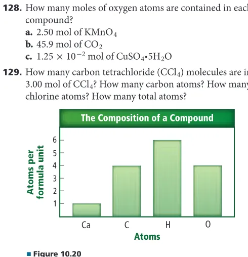 Table 10.3 Mass, Mole, and Particle Data