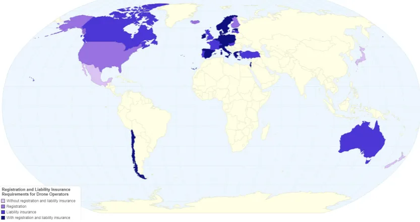 Figure 2. Figure 2.Figure 2.  Registration and liability insurance requirements for drone operators in OECD countries.Registration and liability insurance requirements for drone operators in OECD countries