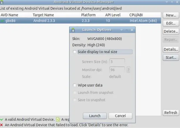 Figure 6-12. Launch Options