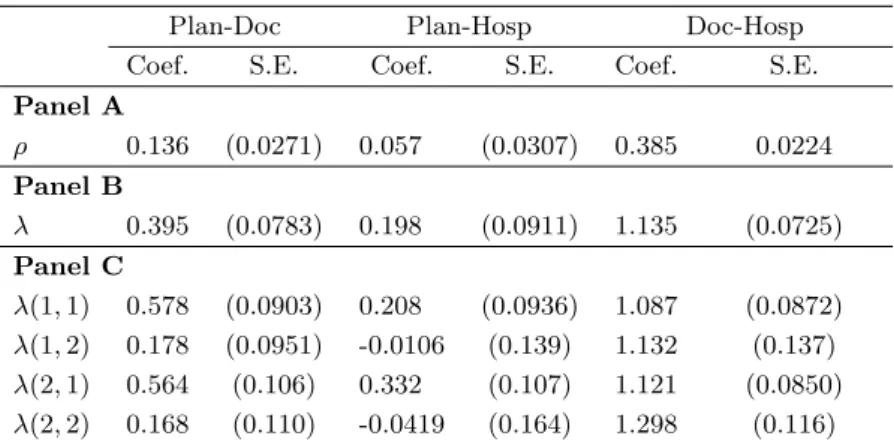 Table 1: Estimated correlation terms