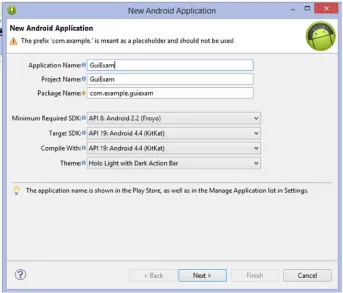 Figure 2-2. Initial setup when generating the GuiExam project