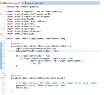 Figure 2-5. The typical source codes in Java file MainActivity.java