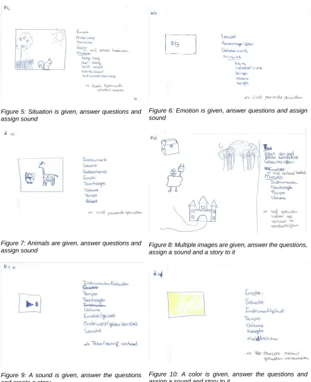 Figure 10: A color is given, answer the questions and assign a sound and story to it 