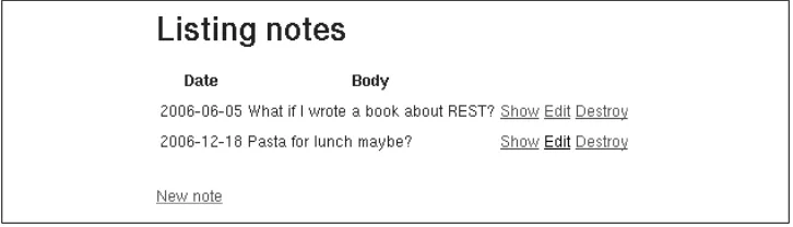 Figure 3-1. The notebook web application with a few entered notes