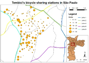 Figure 3.1: Shared bicycle stations and their capacity
