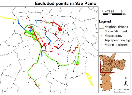 Figure 4.1: Places of excluded points of trips