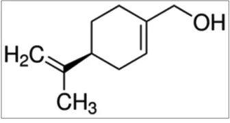 Fig. 1: Structure of Perillyl alcohol (C10H16O)