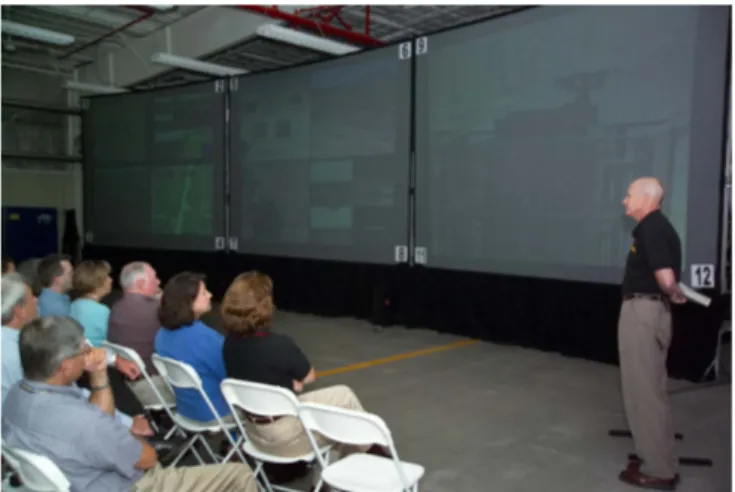 Figure 1. The video wall used to observe the progression of a simulated assault. 