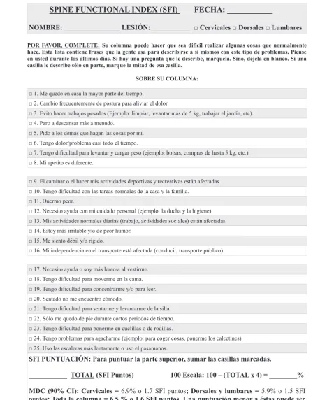 Figure 2 Spanish Spine Functional Index.