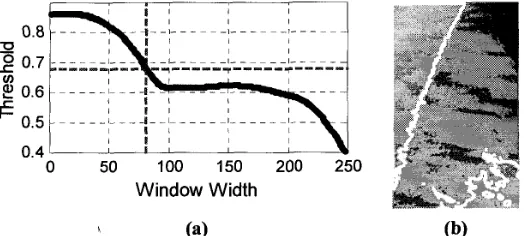 Figure 6: Model Image - Graph of minimum cross-entropy threshold for varying w,,idow wit 1s (window aspect ratio 1 :2) (a)