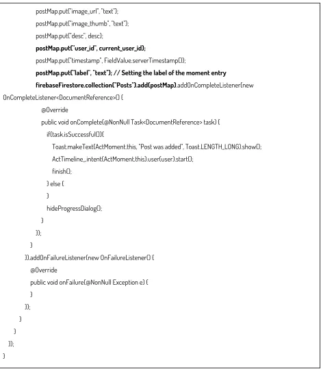 Table 10: SmartMoments application uploadTextMoment function 