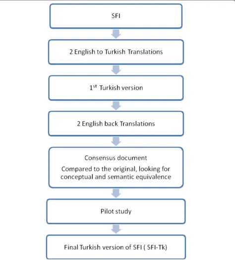 Figure 1 Flowchart of the translation of the Spine Functional Index (SFI) from English to Turkish.