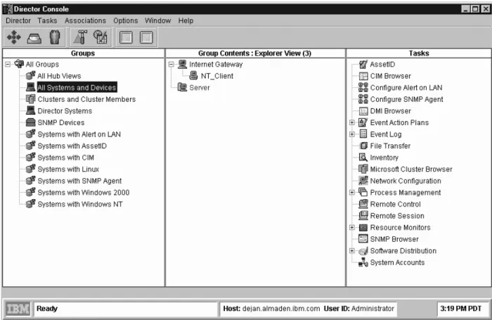 Figure 3: Tivoli TIDirector showing server side extensions.