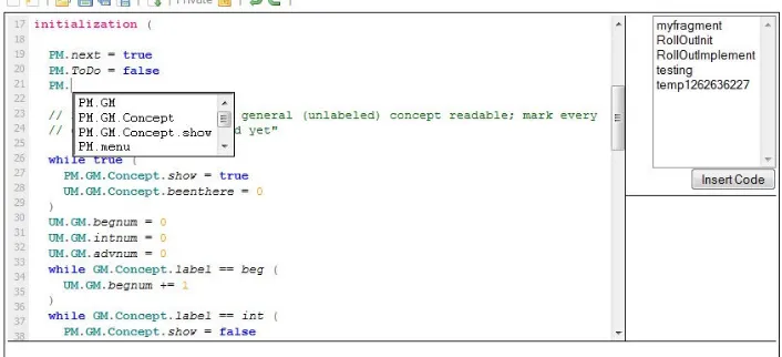 Fig. 3. Editing with the PEAL tool 