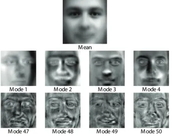 Figure 5. Eigenfaces showing mean and first 4 and last 4 modes of variation used for recognition.