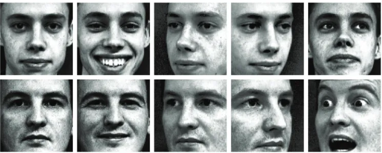 Figure 4. Automatically detected faces showing variation is pose and expression (Nordstrøm et al., 2004)