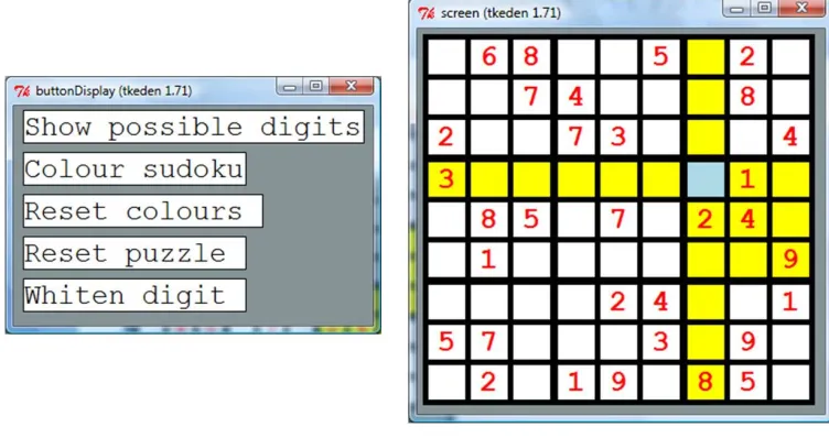 Figure 3.  The initial state of the Sudoku solving environment for the ACE sessions  