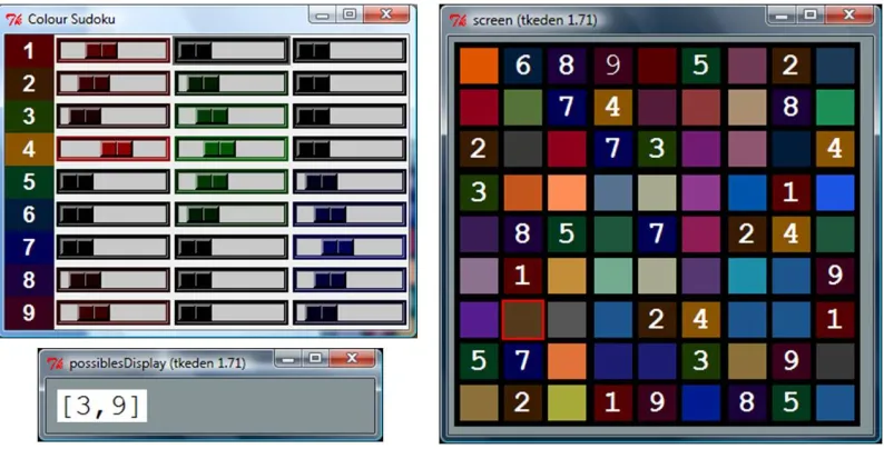 Figure 4.  The state of the Sudoku solving environment after colour has been introduced  