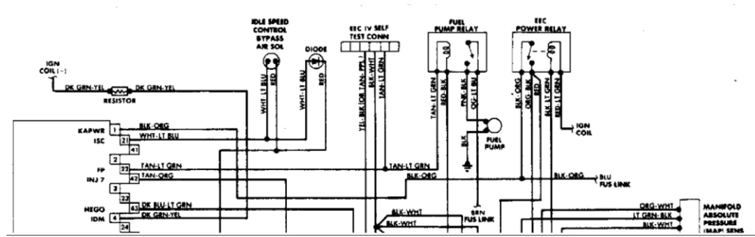 Fig. 5:  5.0L SEFI EEC-IV Wiring Diagram (Mustang)
