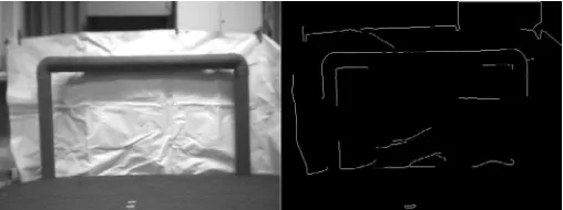 Fig. 2. (a) Grayscale image for goalpost; (b) Binary image for goalpost.
