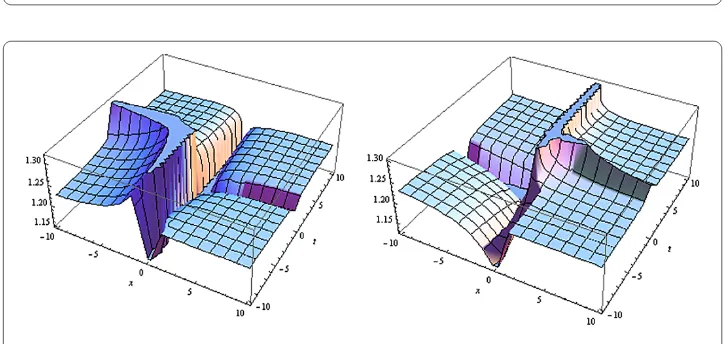 Figure 1 Solitary wave solutions of Eq. (3.1) are shown at k = v = ξ0 = 1, a = 10, α = 1.