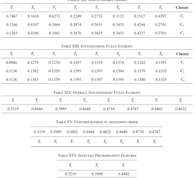 TABLE XII. Match Degree Matrix