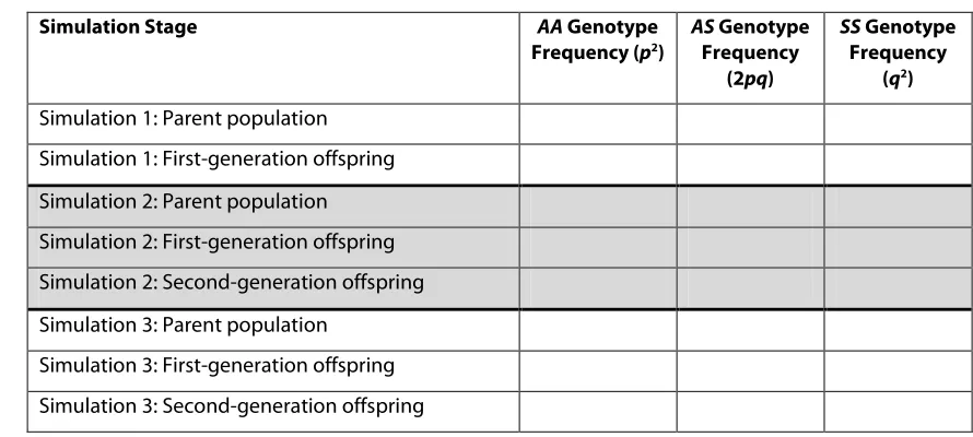 Table 4.1. Genotype Frequencies for All Simulations 