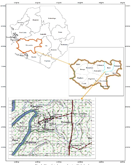 Fig. 1: Map of study area showing Njala landscape 