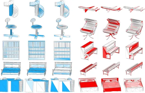 Figure 6: Feature visualization of structural feature.Models from the same column are colored with their val-ues of the same channel in features