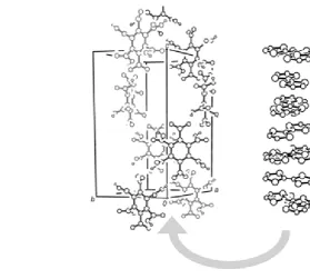 Figure 1.11. Structure of TTF and mellitate (left) and the solid state packing of 