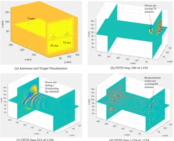Figure 7. Figure 7. Visualization during a simulation (trihedral corner reﬂector, 3 GHz, RR,◦ ◦Visualization during a simulation (trihedral corner reflector, 3 GHz, RR, θ = 0°,  θ = 0ϕ = 0°)