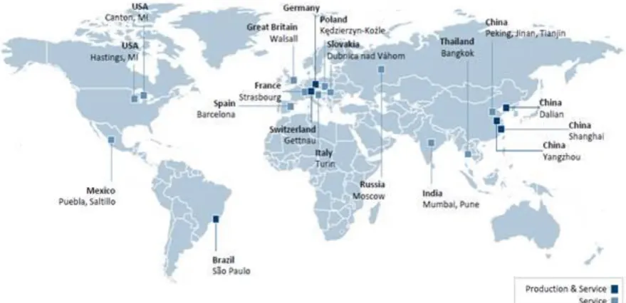 Figure 1: Production and Service Map of Schuler Group. Source: Schuler Group Company Presentation (2017)15