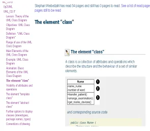 Figure 13 UML course presented in AHA! integrated in Sakai
