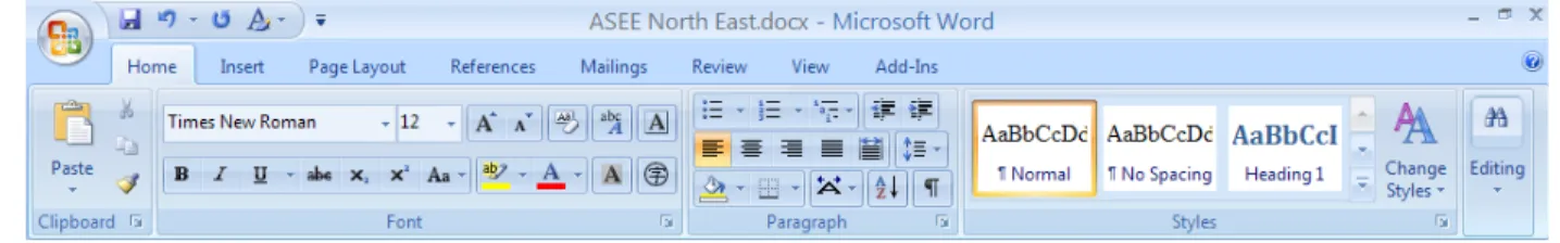 Figure 5  MS Word 2007 - Ribbon Containing Styles 