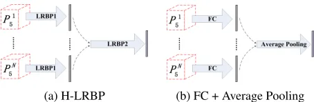 Figure 2: Two pooling strategies: (a) is the proposed H-LRBP and (b) is a baseline pooling compared in experi-ments.