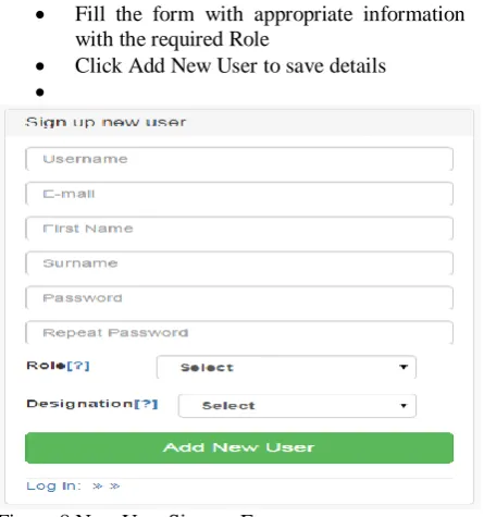 Figure 8 New User Sign up Form  