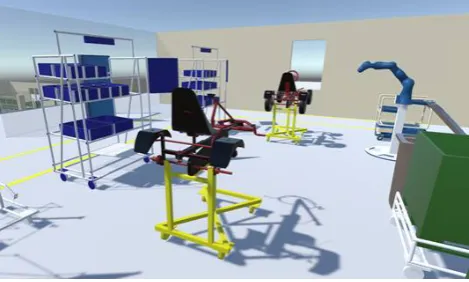 Figure 2: ￿e VR environment consists of players and 3Dmodels. ￿e users are in the same virtual space, but do notshare the same physical environment.