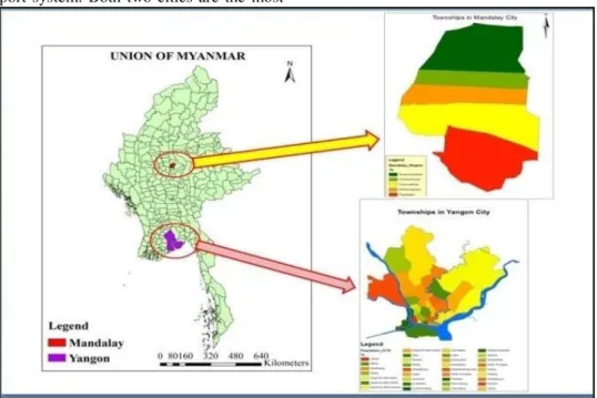Figure 1.Location of the study area Yangon has an area of 598.750 square kilometer with 