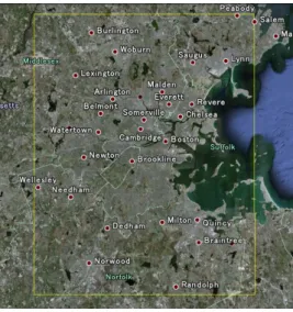 Fig. 1. Area of study in this research, cropped by yellow line