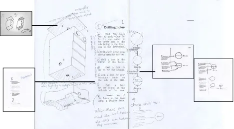 Figure 6.5 Drilling holes assembly description first iteration. 