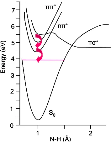Figure 1.9, schematic depicting the slow internal conversion mechanism, linking theoptically prepared ππ* to S0 via the nπ* state