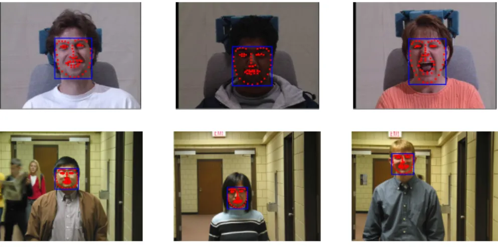 Fig. 2. Examples of FD applied to images with clutter background, affected by illumination and expression variations