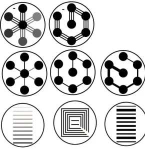 Figure 4.2.3 Three designs for testing the effects of laser power, line length and line thickness 