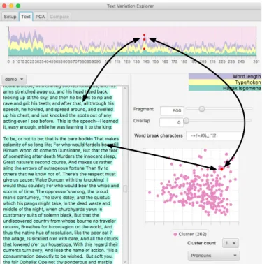 Fig. 4. Selecting a text fragment will highlight it in other views.