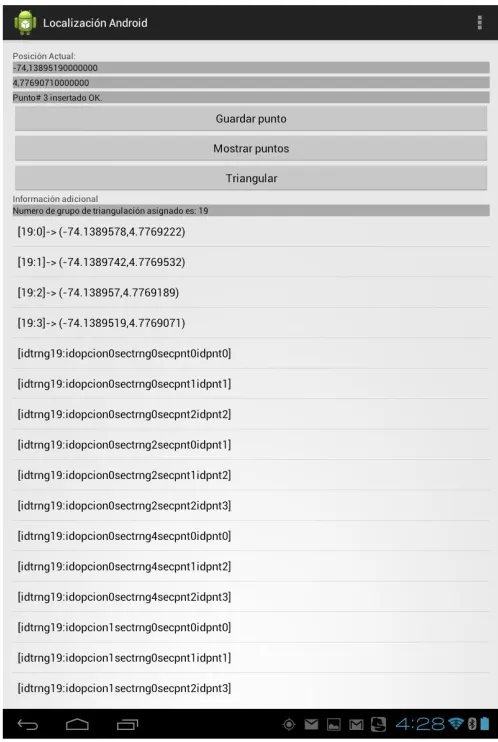 Fig. 10 Stored points set obtained from the service and its possible  triangulations. 