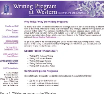 Figure 1. Writing to students: the Web site.