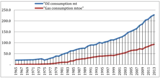 Figure 1 : Energy Consumption Pattern in Saudi Arabia (1965 – 2013) 